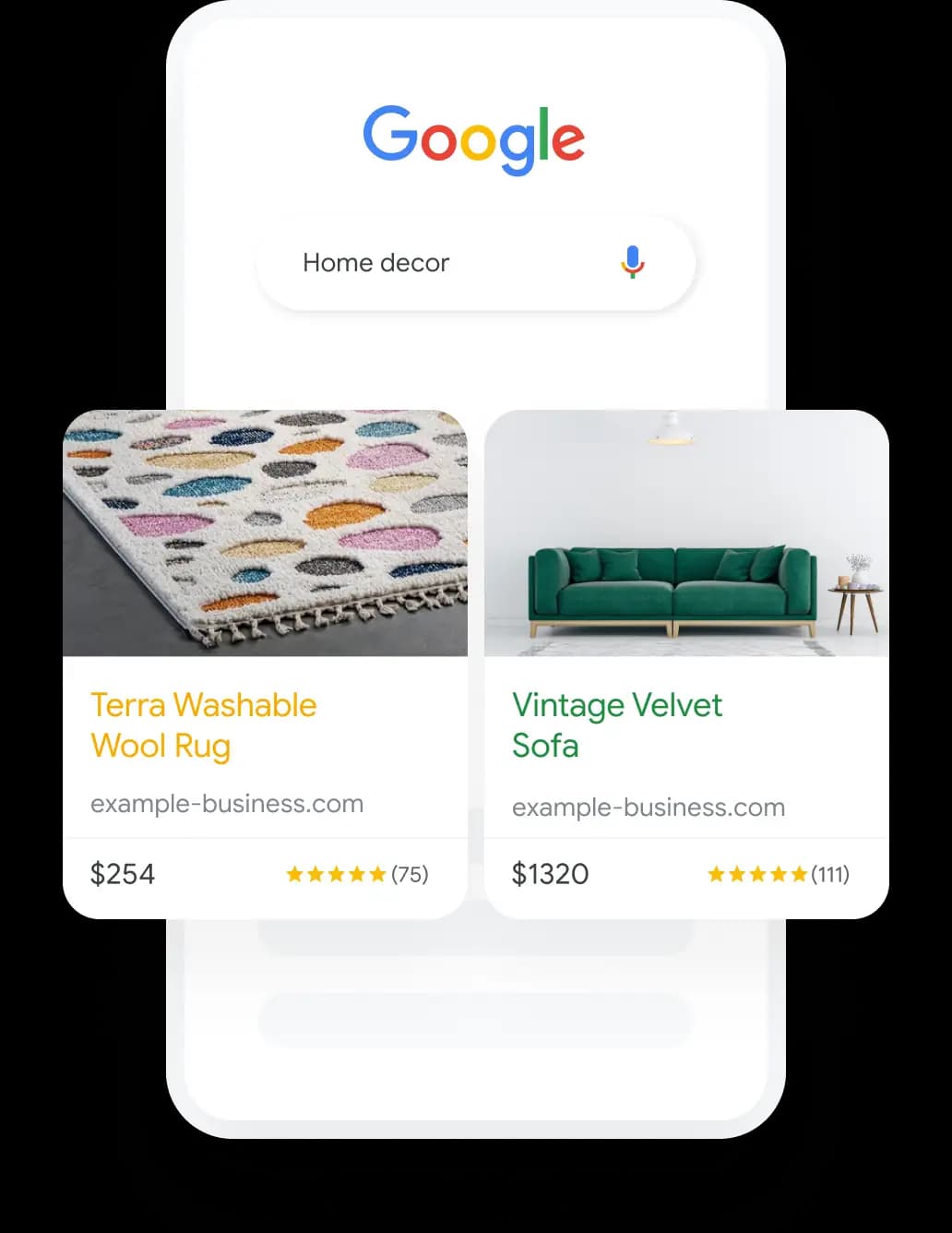 Google Shopping ads for home decor