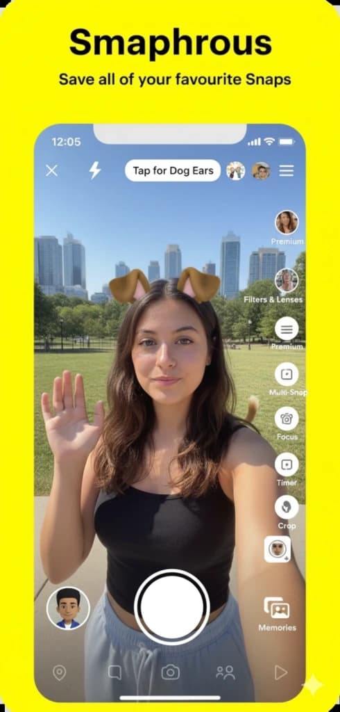 Snapchat camera with AR lens filter